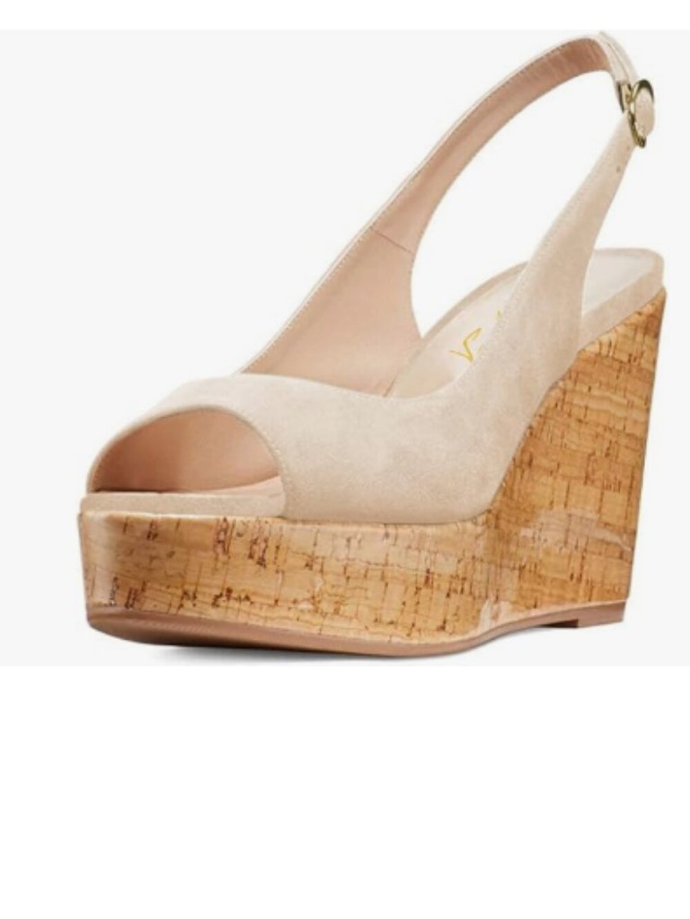 FOWT Apricot Peep Toe Slingback Platform Wedge High Heel Buckle Open Toe Sandals